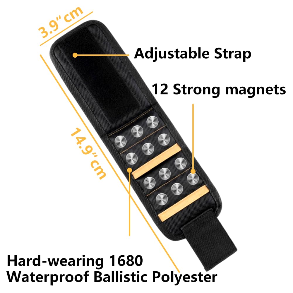 Magnetic Wristband for Holding Screws, Nails & Tools, Strong Magnets, Red
