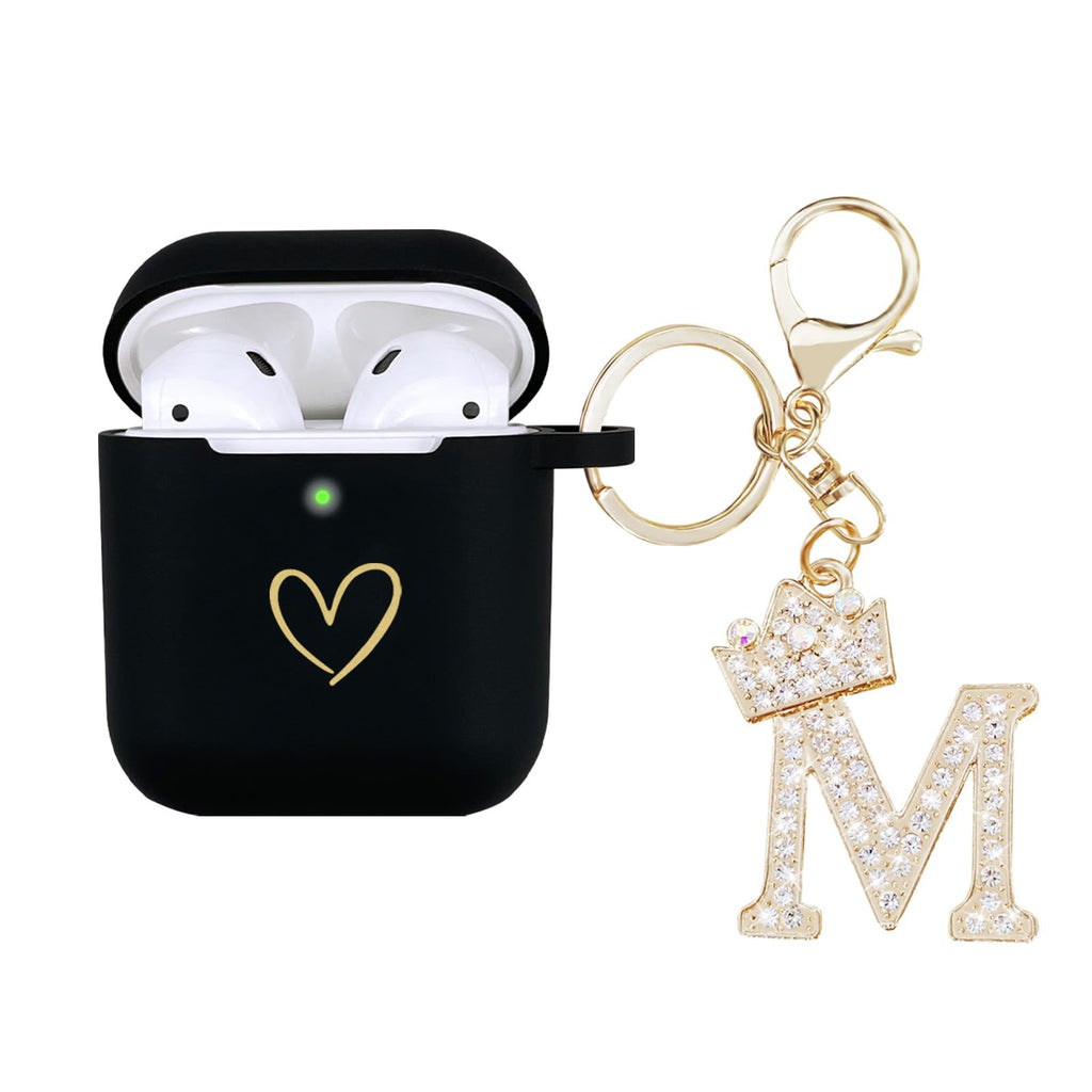 Case Cover, Soft Silicone Case With Gold Heart Pattern For Airpods 2&1 Generatio