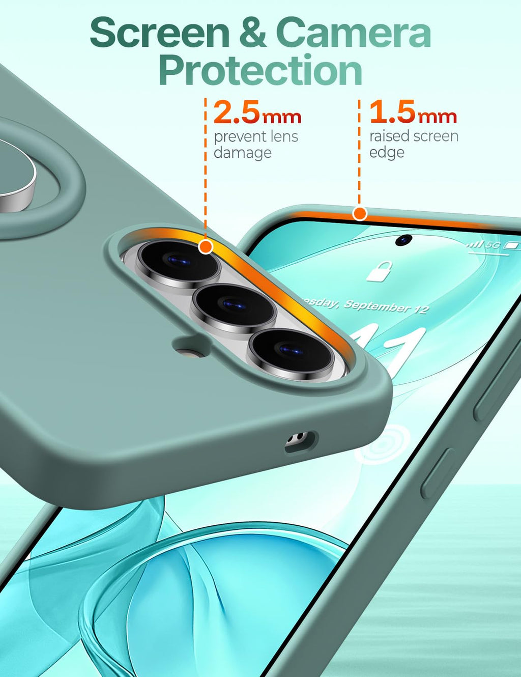 for Samsung Galaxy S26 Case Silicone, [Soft 2-Way Ring Holder Stand] [Anti-Scrat