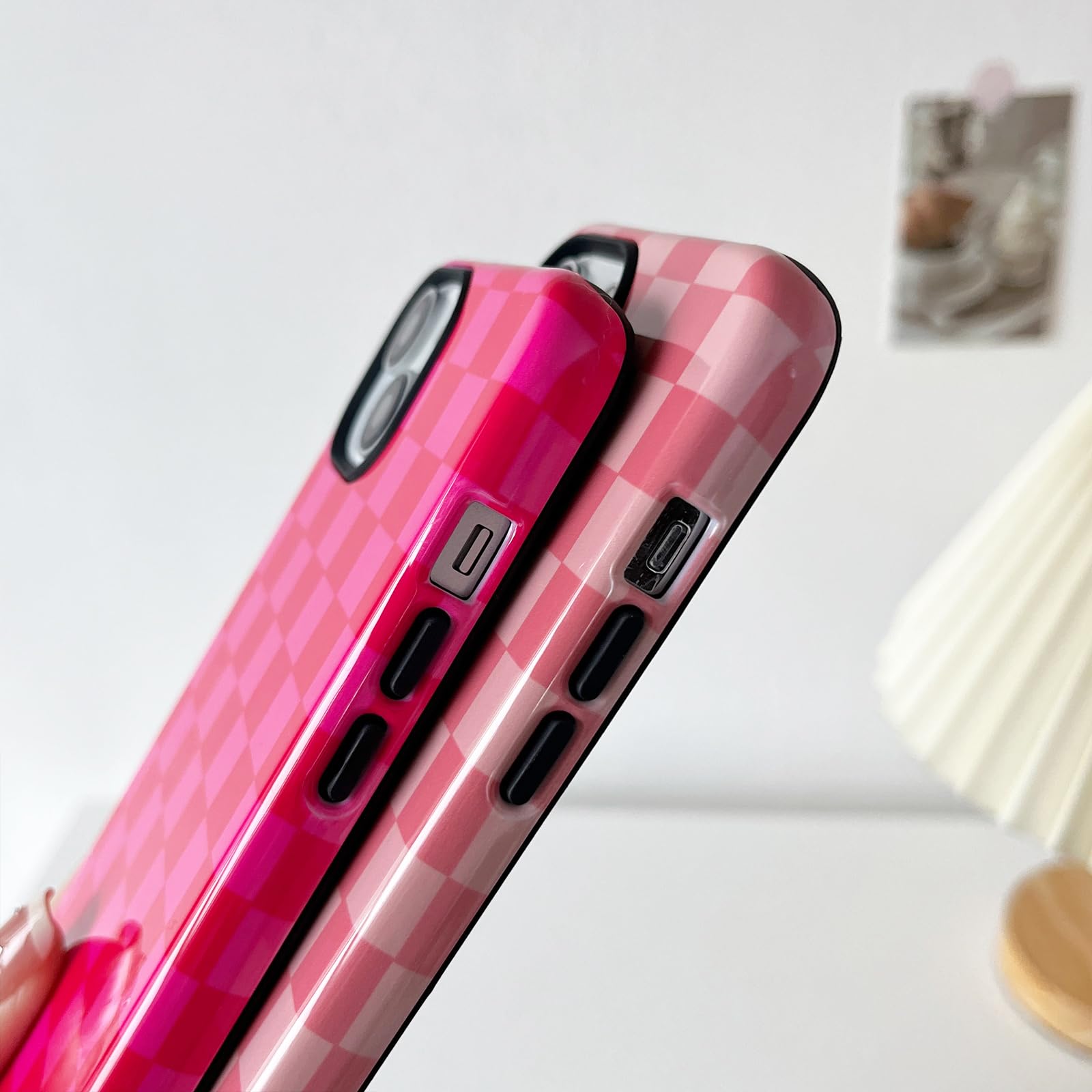 with iPhone 13/14 Case, Cute Aesthetic Fashion Colorful Checkered Cov
