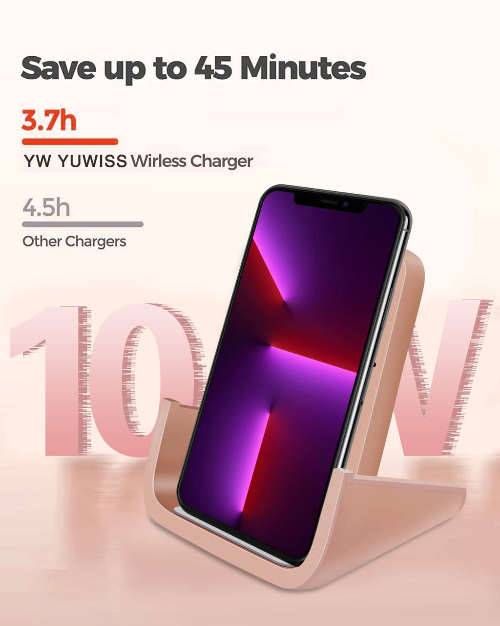 Yuwiss Wireless Charging Stand Cordless Charger 10/7.5/5W Iphone 14 13 12/12 /11