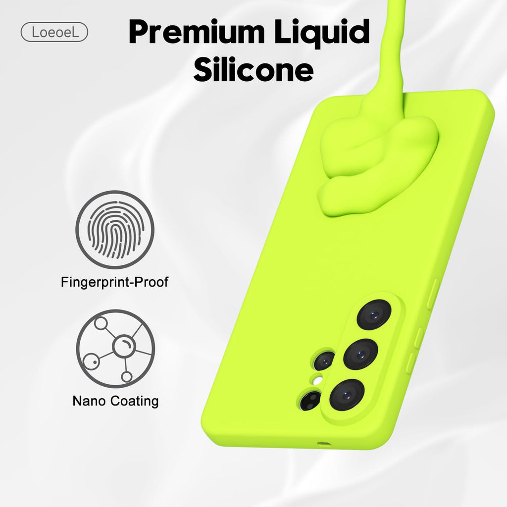 Samsung Galaxy S26 Ultra Phone Case Silicone, Fluorescent Neon Lime Green Bright