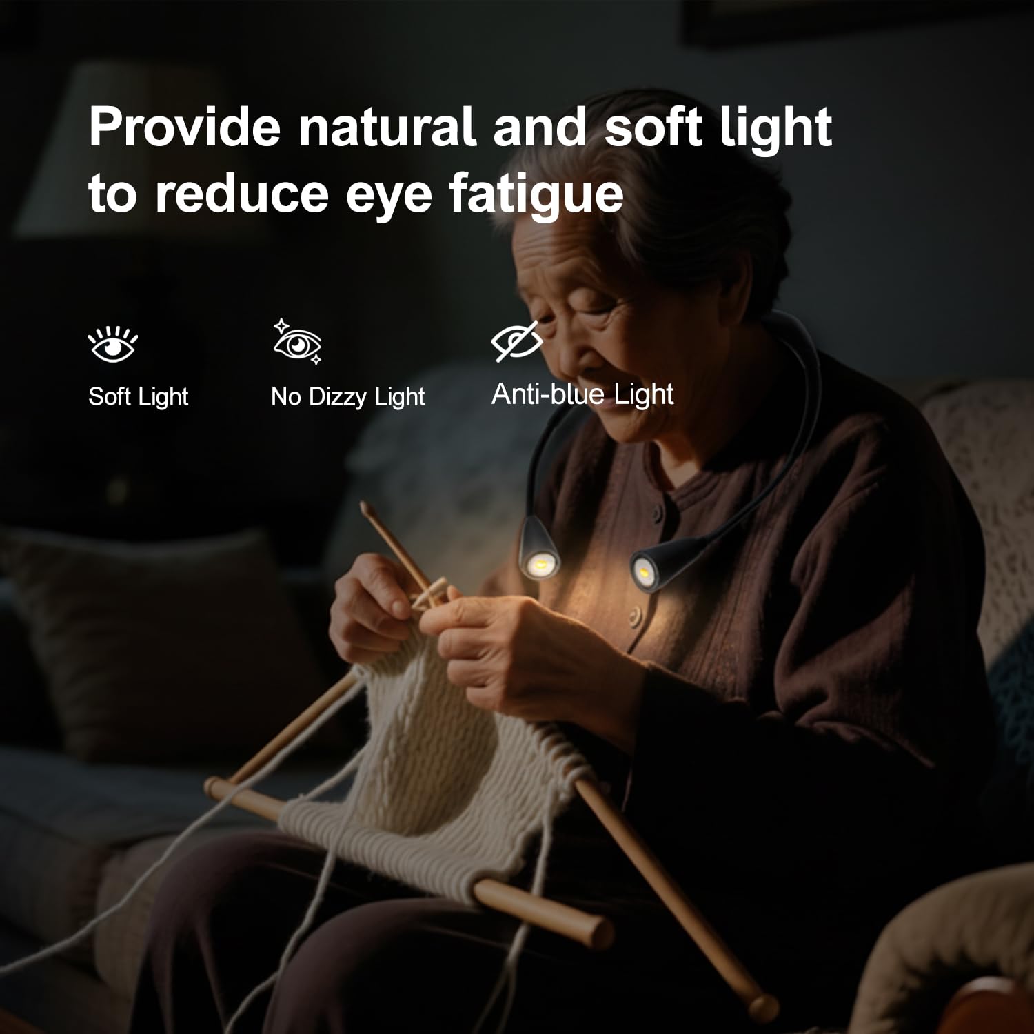 Rechargeable Neck Reading Light， Suitable for Reading Books with 3 Color Tempera