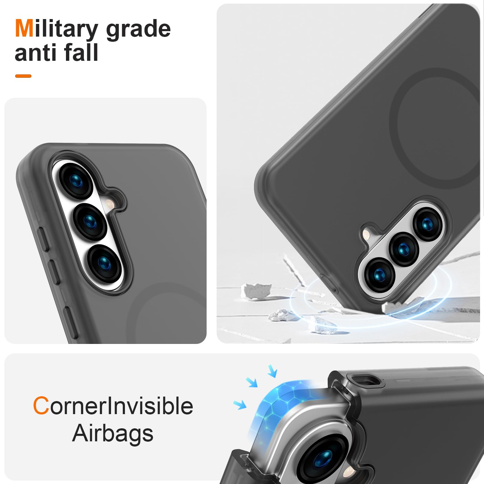 Galaxy S26 Case - Magnetic Matte Shockproof Cover, Translucent Full Body Protect