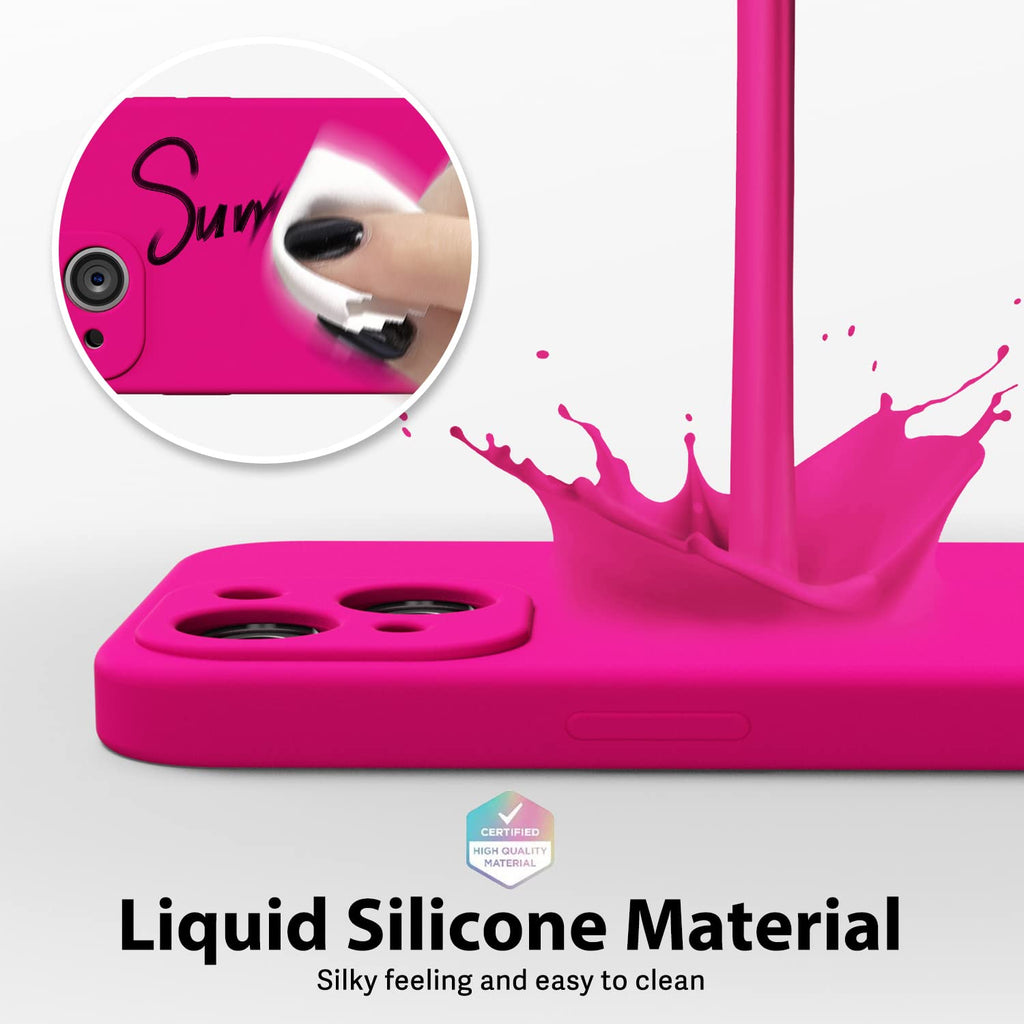 Iphone 14 Phone Case Liquid Silicone, Fluorescent Bright Solid Color, Cute Thin
