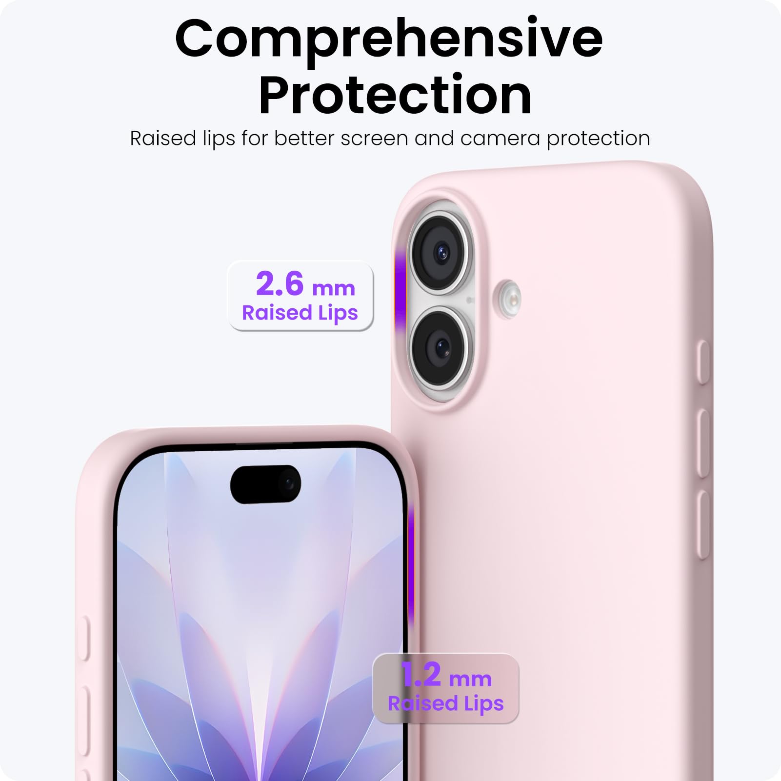 17 Case 6.3, Slim Liquid Silicone 3 Layers Full Covered Soft Gel Rubber Phone Ca