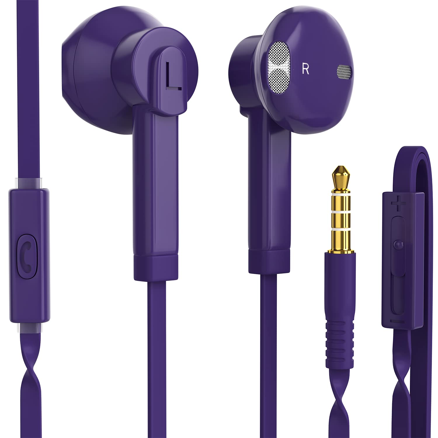 Wired Earbuds in-Ear Headphones, Earphones with Microphone, Slide Volume Control