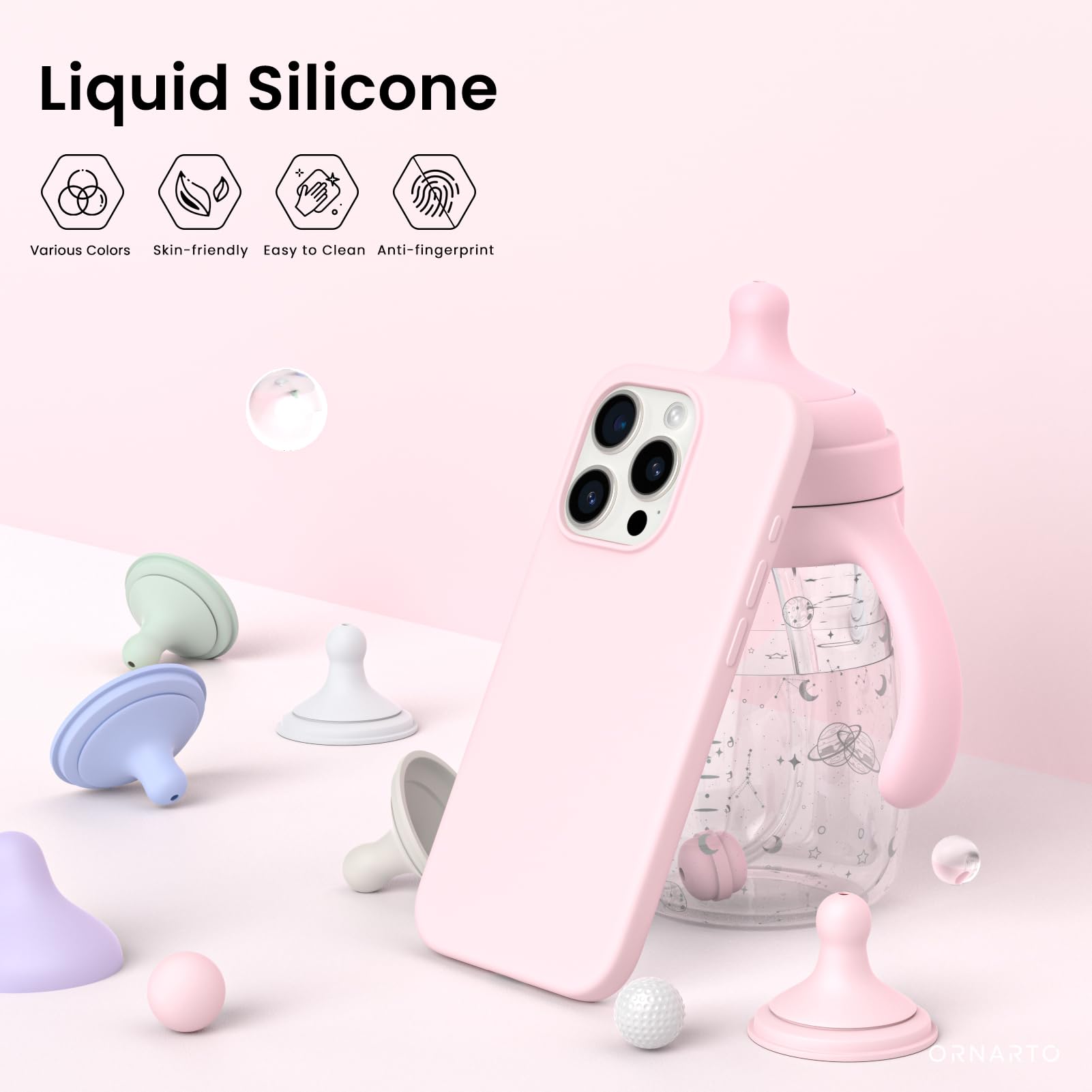 15 Pro Max Case 6.7", Slim Liquid Silicone 3 Layers Soft Gel Rubber Shockproof P