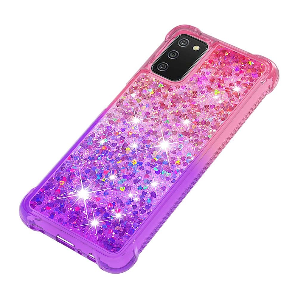 for Samsung Galaxy A03S Case with Glass Screen Protector for Women Girls,Glitter