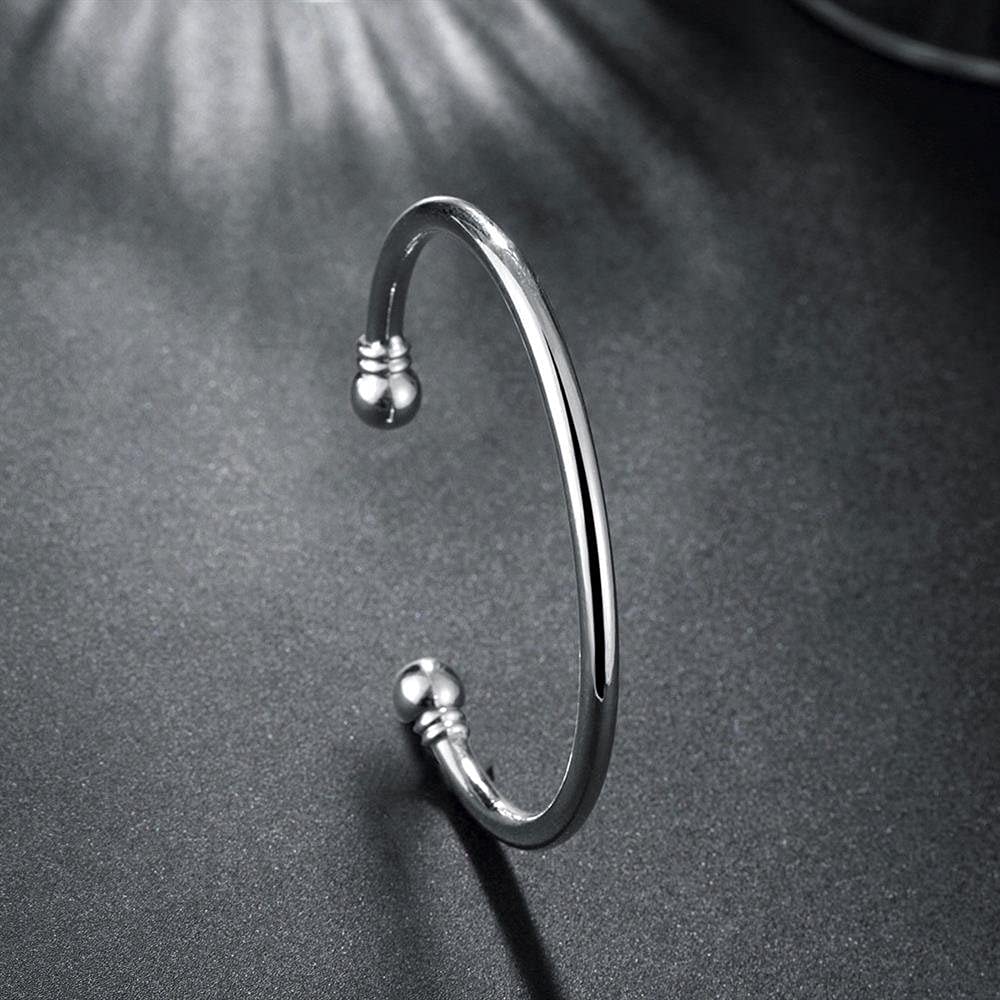 925 Silver Bangle Bracelet, Fashion Jewelry Simple Cuff Bangles for Women Mom Wi