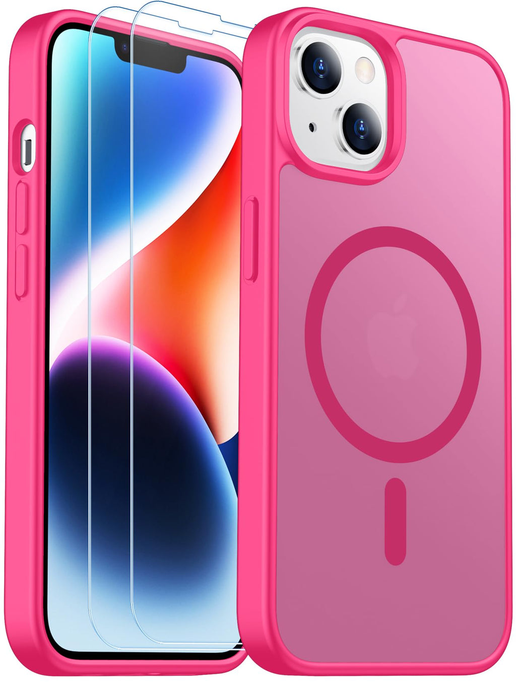 for iPhone 13 Case for iPhone 14 Case, Magnetic Translucent [2 Pack Tempered Gla
