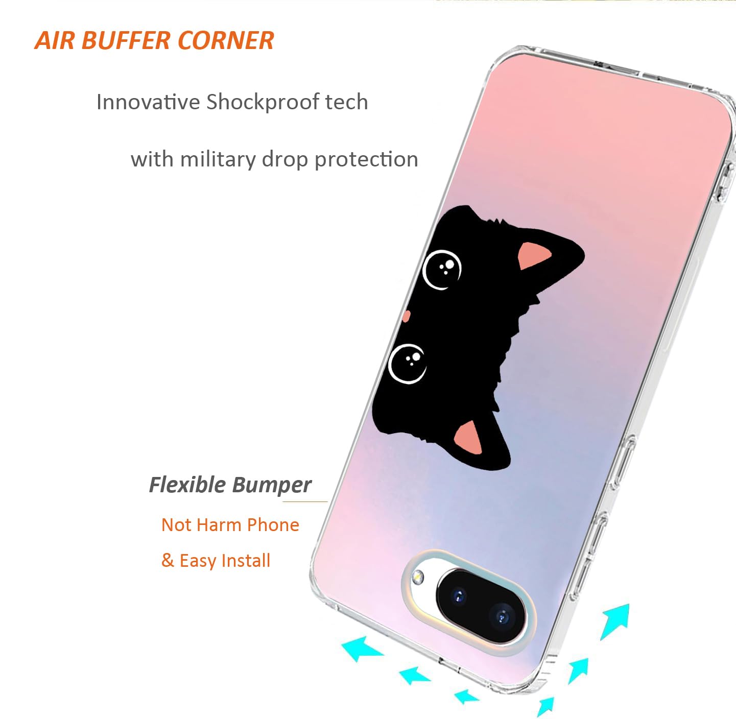 Google Pixel 9a Case 2025, Slim Clear Matte Cute Flowers Floral Design for G