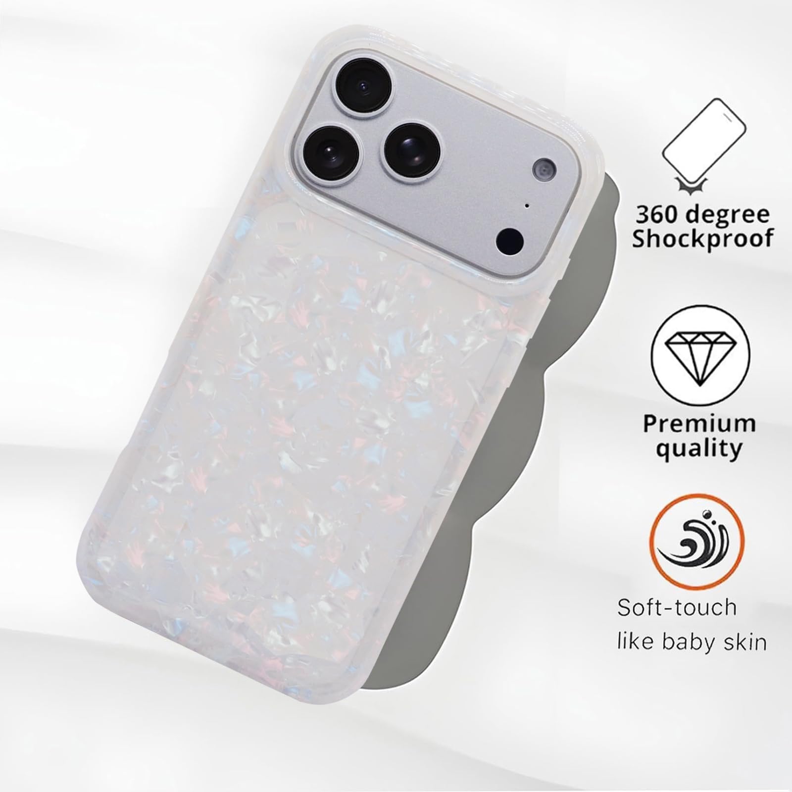 17 Pro Case 6.3 Inch,Sparkle Opal Glitter Translucent Clear Soft Tpu Slim Fit Pr