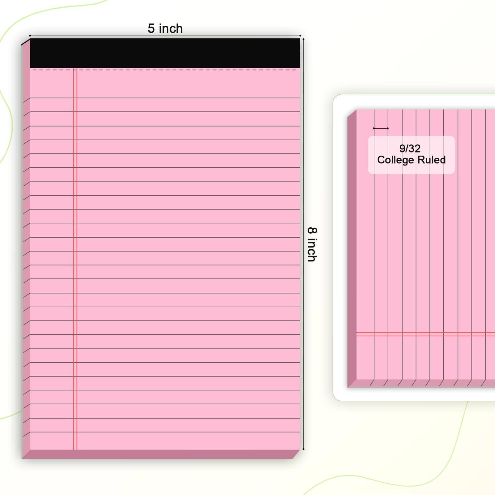 Pads 5x8 Notebook College Ruled Legal Pads Color Notepads 5 Pack Stud