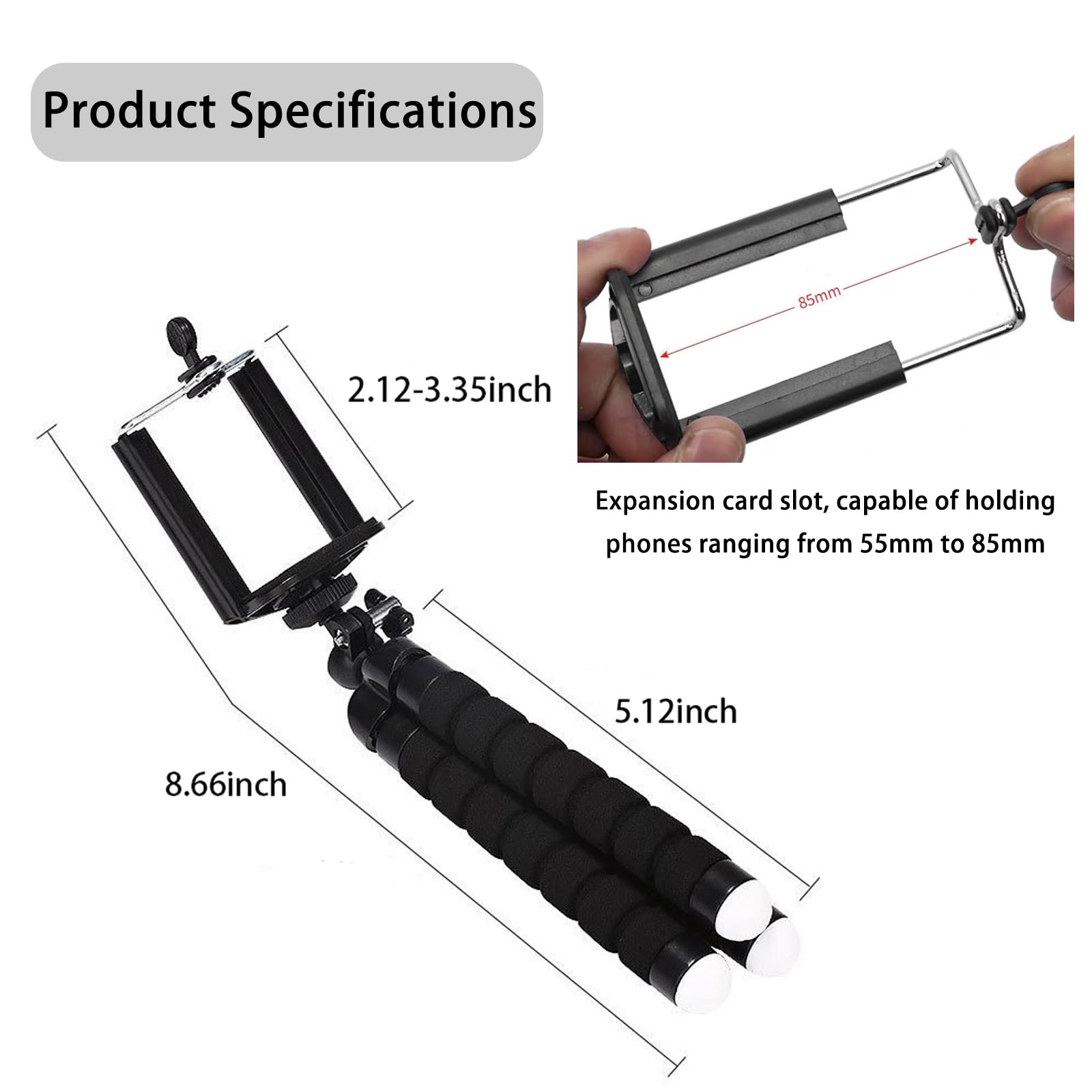 Tripod,Sponge Tripod with Phone Holder Flexible Bracket with Wireless Remote and