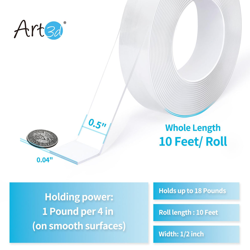 Mounting Tape (10FT), Multipurpose Removable Adhesive Foam Tape, Tr