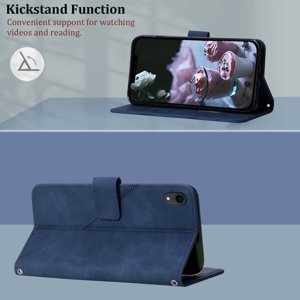 Dextrad Compatible for iPhone XR Wallet Case,[Kickstand][Wrist Strap][Card Holde