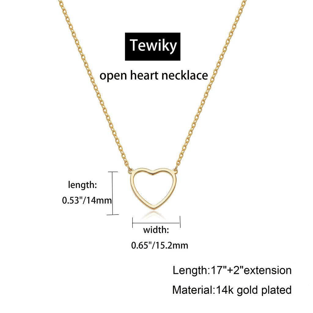Gold Heart Necklace for women, Cute Necklaces for Mother's Day Gifts, 14k Gold P