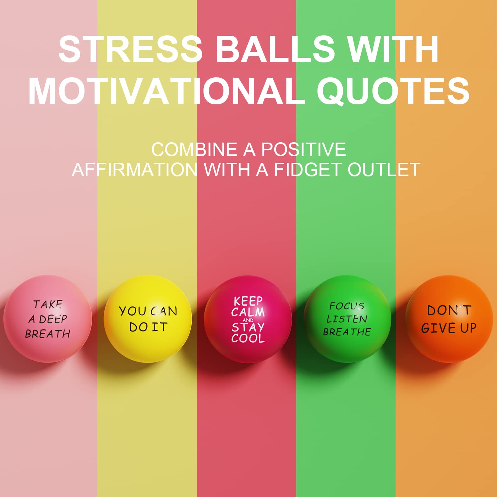 Stress Balls (5 Pack) for Kids and Adults - Stress Relief Balls with Motivationa