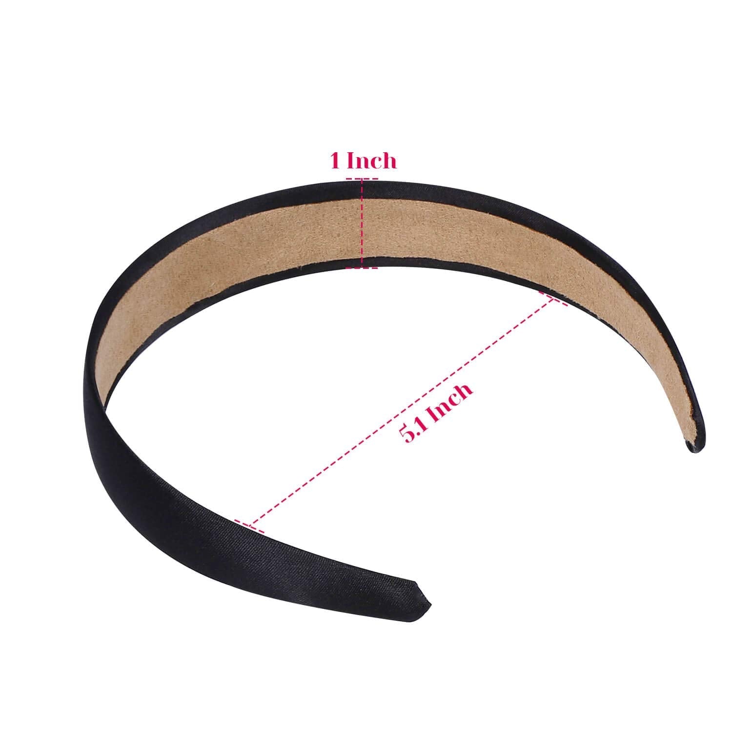 16 Pcs Satin Headbands Bulk 1 Inch Anti-slip Black Ribbon Hair Bands Plain Hard