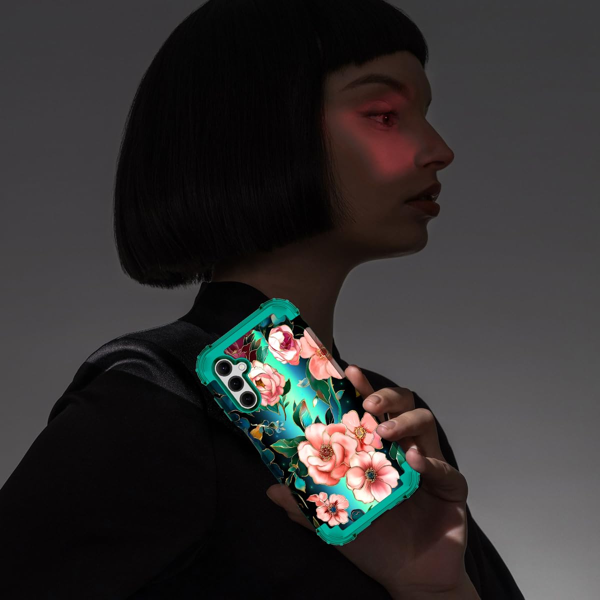 for Galaxy A16 Case Magnetic,[Compatible with MagSafe] Floral Three Layer Heavy