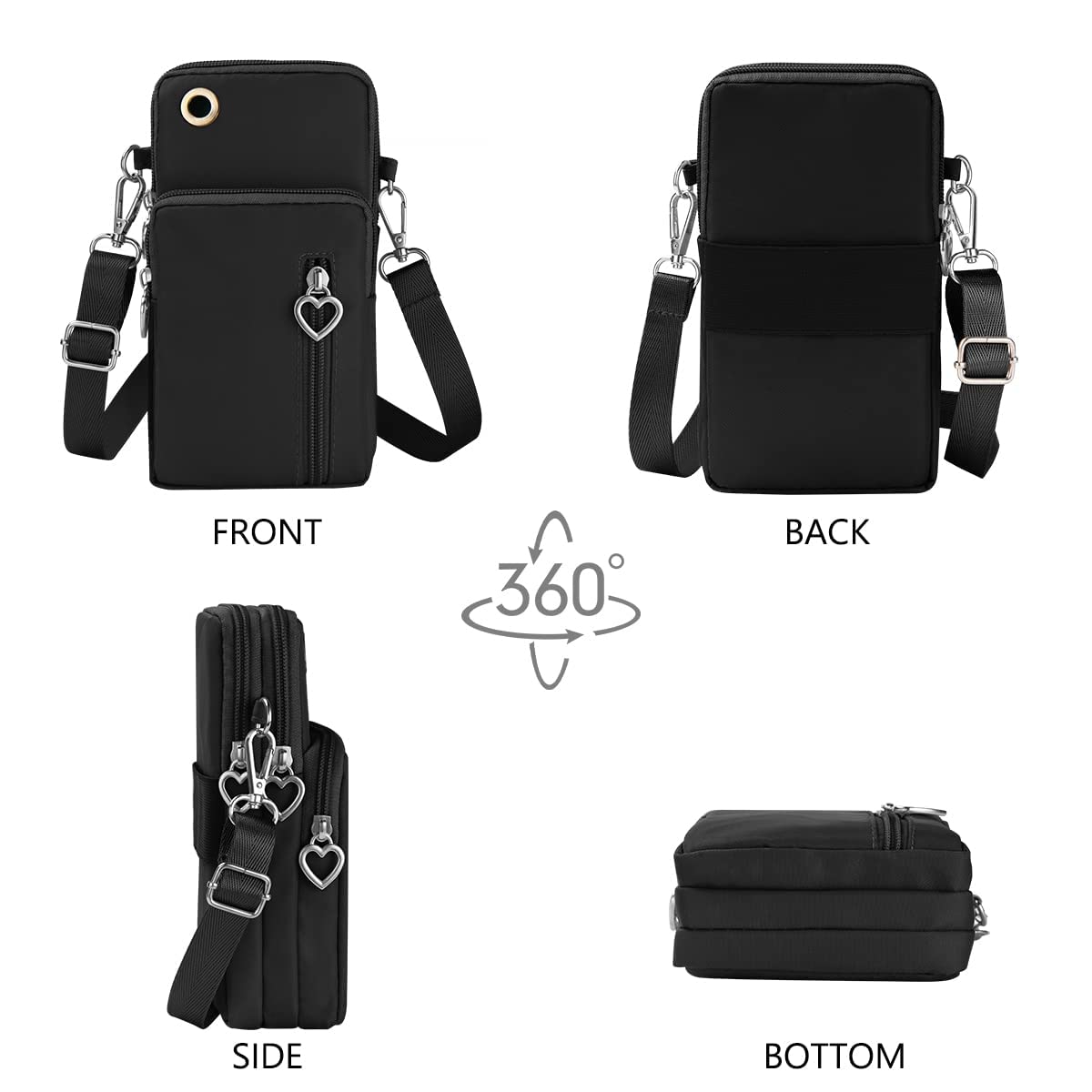 Crossbody Wallet Phone Bag, Nylon Cell Phone Purse, Travel Crossbody Bag C