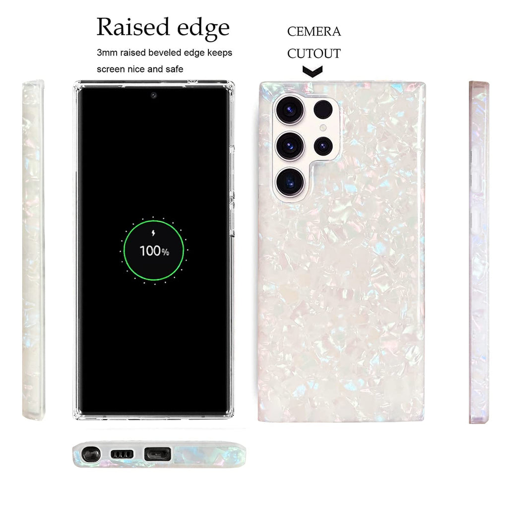 Galaxy S23 Ultra Case 5G 6.8-inch, Luxury Sparkle Glitter Translucent Clear Opal