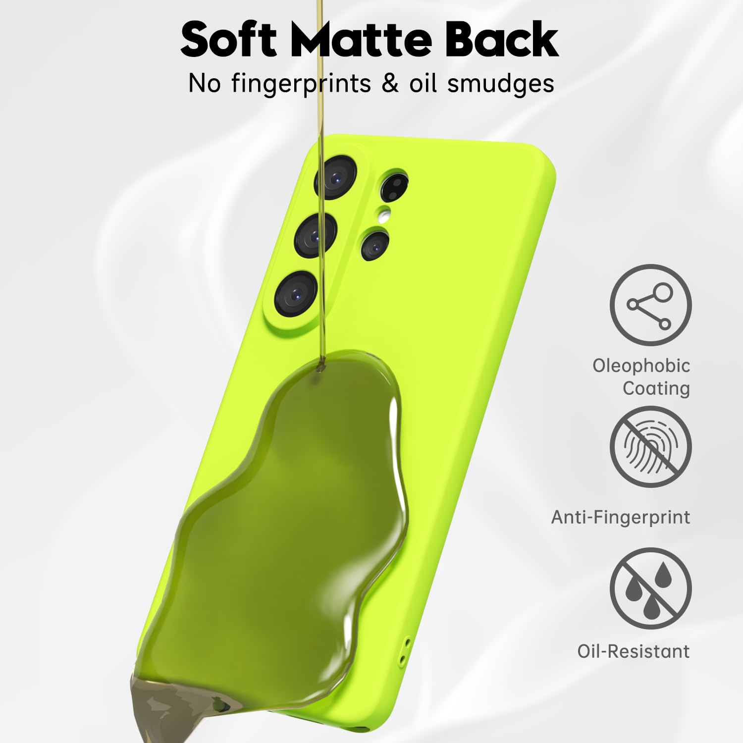 Samsung Galaxy S26 Ultra Phone Case Silicone, Fluorescent Neon Lime Green Bright