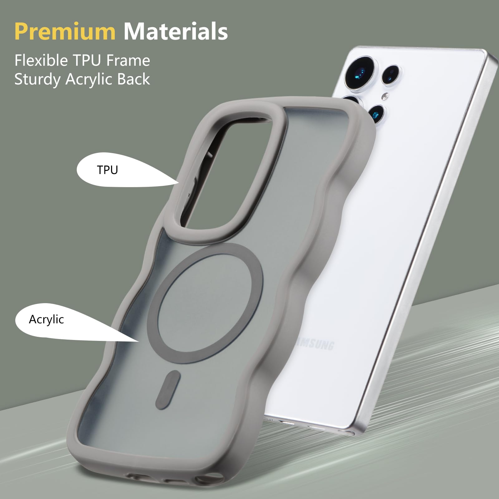 for Samsung Galaxy S26 Ultra Case, Cute Wavy Compatible with Magsafe, Curly Wave