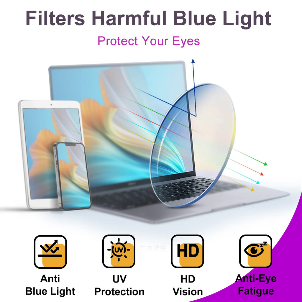Light Blocking Glasses Square with Anti Computer Glare for Gaming Women and