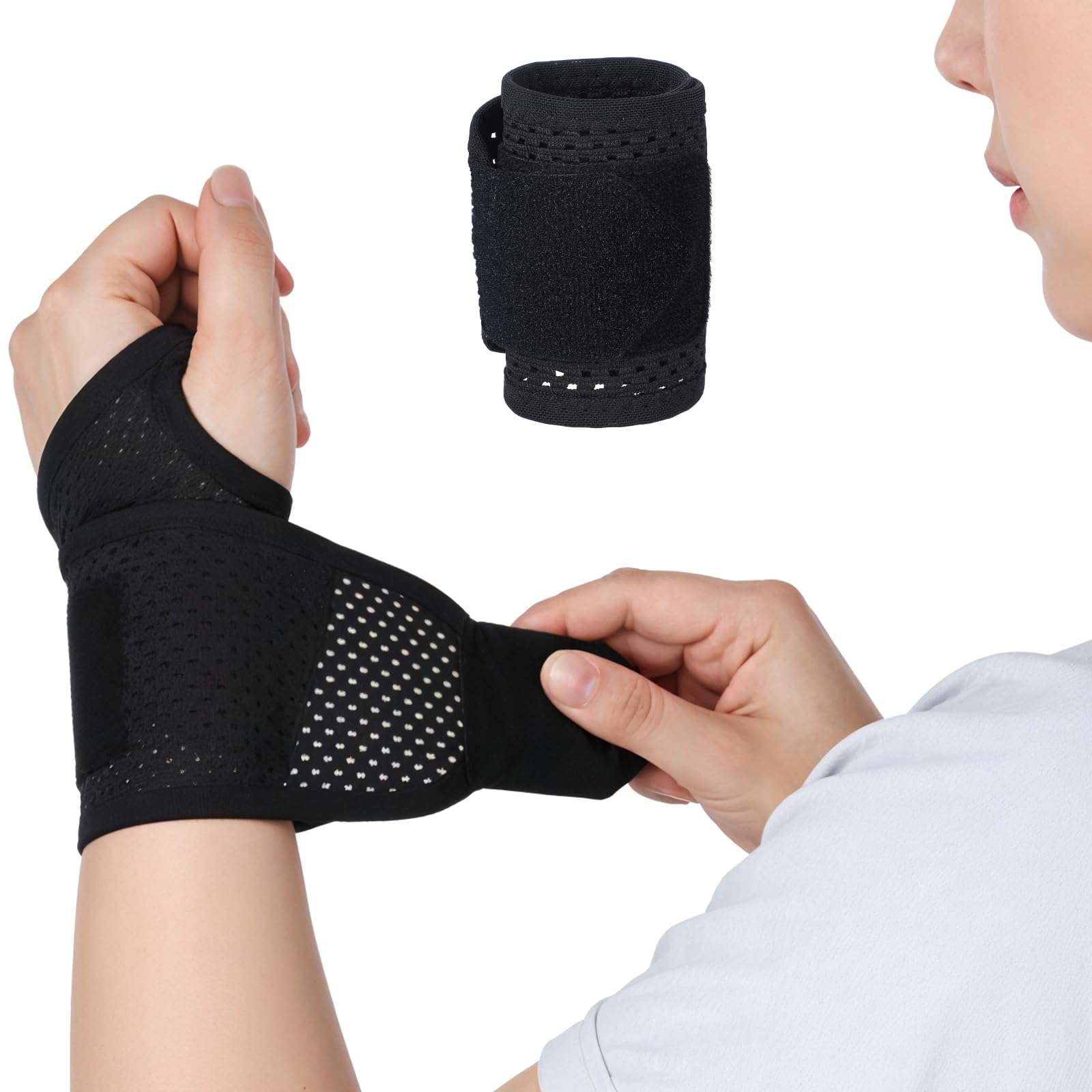 Ultra-Thin Wrist Braces, Breathable Mesh Fabric Support Elastic Wrist Wraps Comf