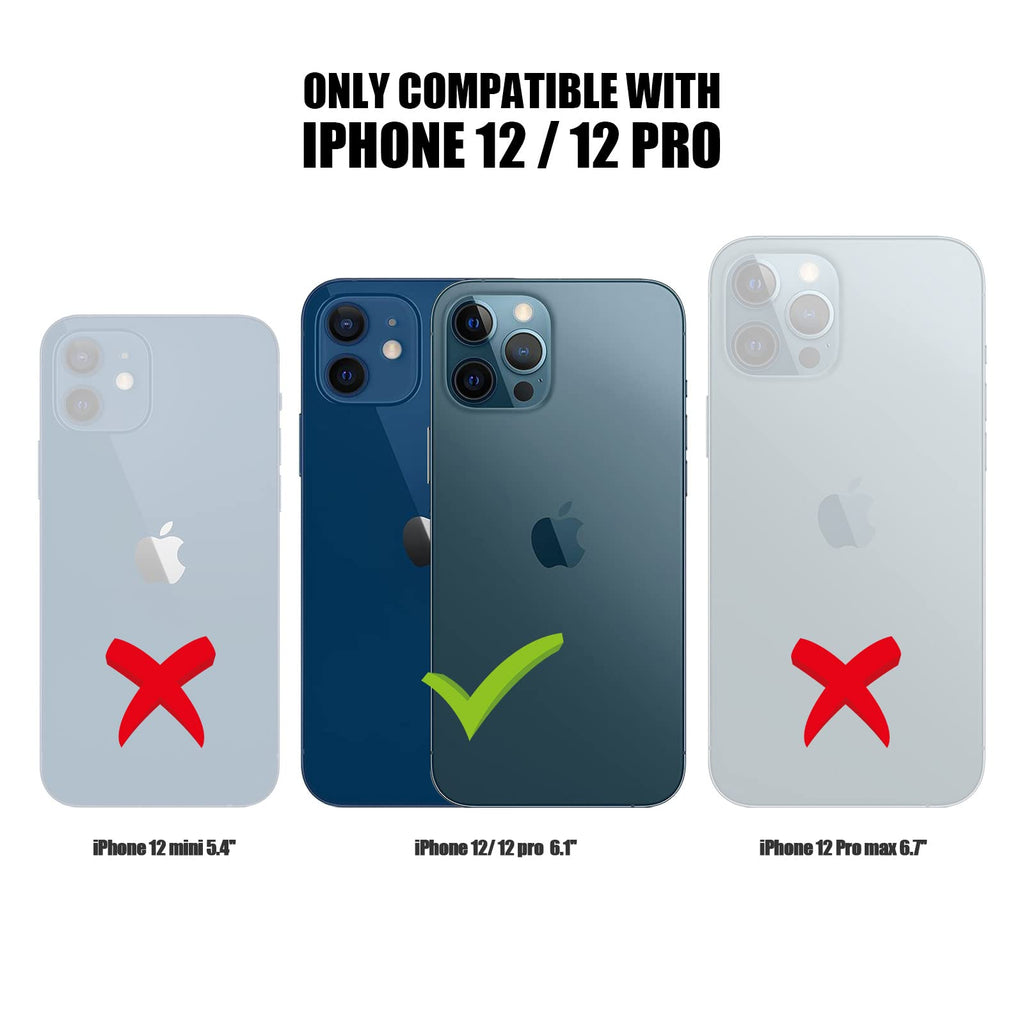 iPhone 12/iPhone 12 Pro Case with Card Holder Heavy Duty Protective Dual Lay