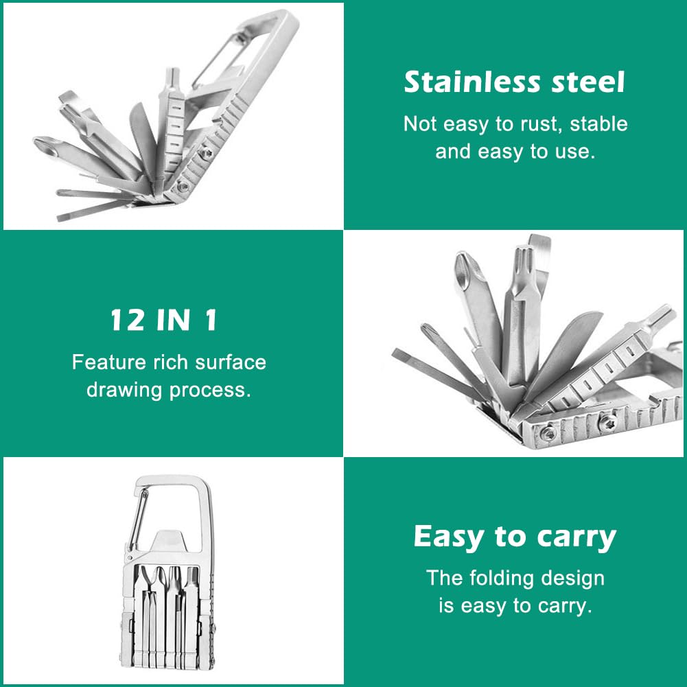 1 Mini Multi Tool, Portable Keychain Multitool Screwdriver Bit, Folding Outdo