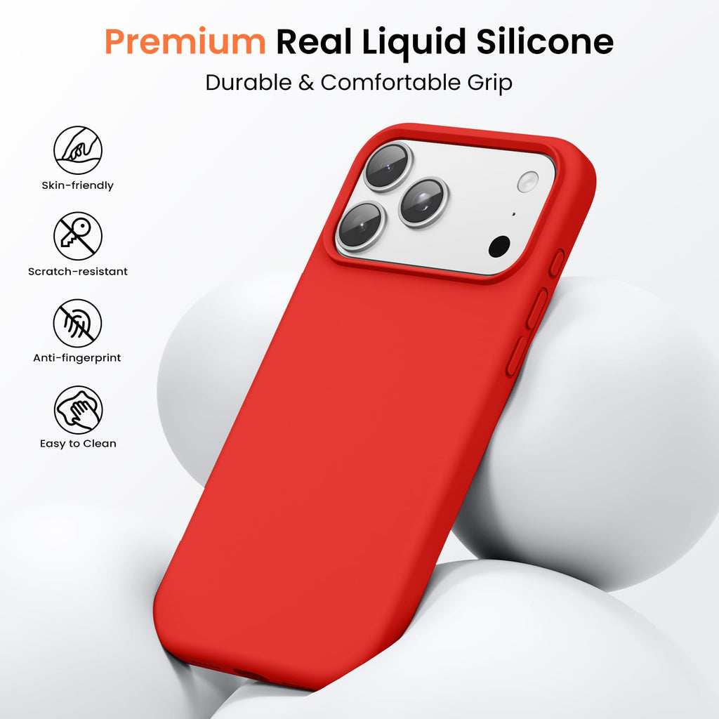 For Iphone 17 Pro Case,Shockproof Liquid Silicone Protective Phone Case With Sof