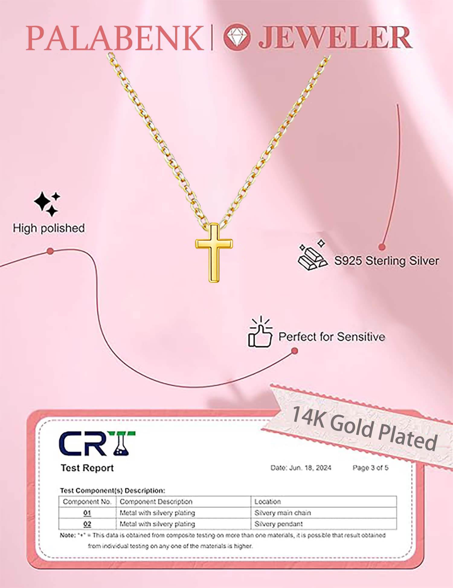 Gold Cross Necklace Gifts for Women Teen Girls, 14K Gold Silver Plated Dainty Pe