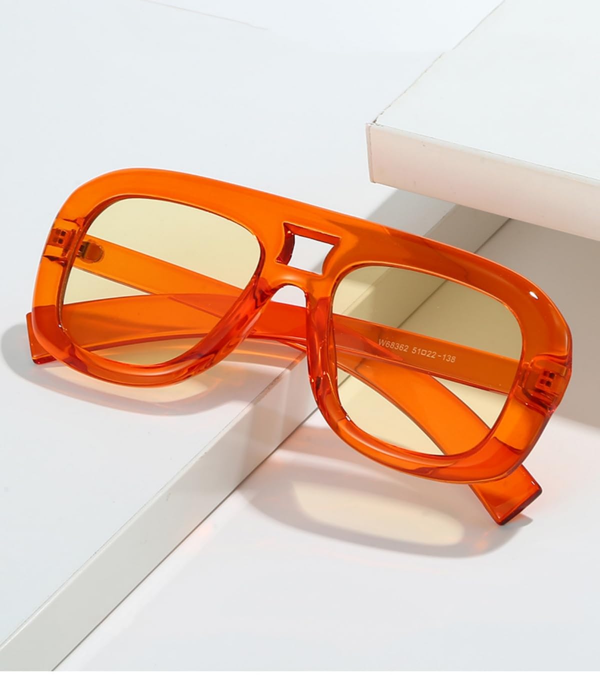 Square Aviator Sunglasses for Women Men Flat Top Frame 70s Oversized Squa