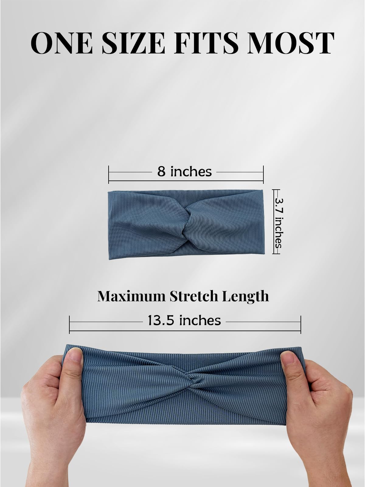 Stretchy Headbands for Women - Wide Ribbed Hair Band with Twist Knotted for Yoga
