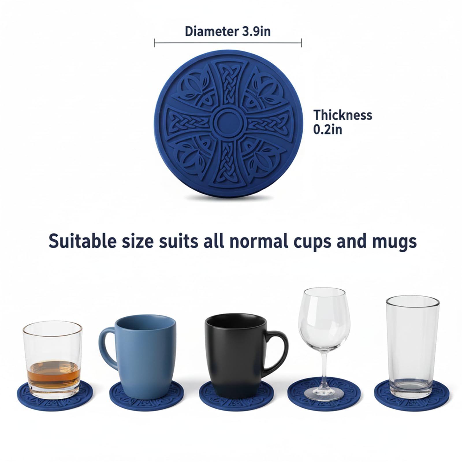 Coasters 6 Pack with Holder — Thickened Non-Slip Cross Pattern Drink Mats for Co