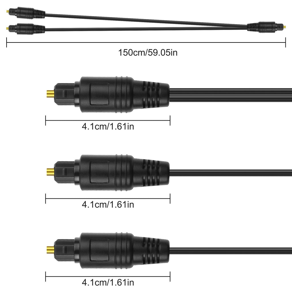 To 2 Toslink Digital Optical Splitter 1 Male In 2 Male Out Fiber Optic Audio Cab