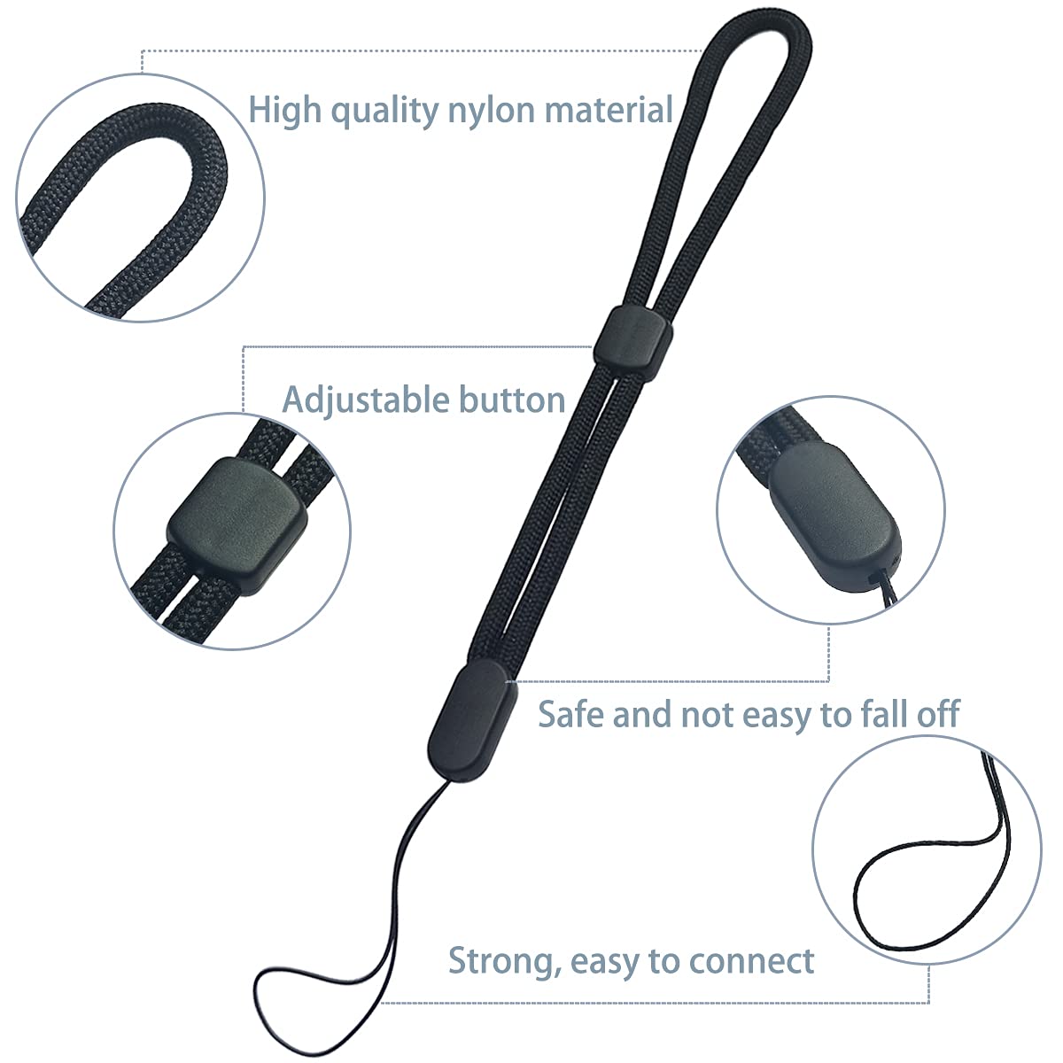 Wrist Lanyard, 8.8 Inch Hand Wrist Strap Lanyard, Adjustable Nylon Wristlet Stra