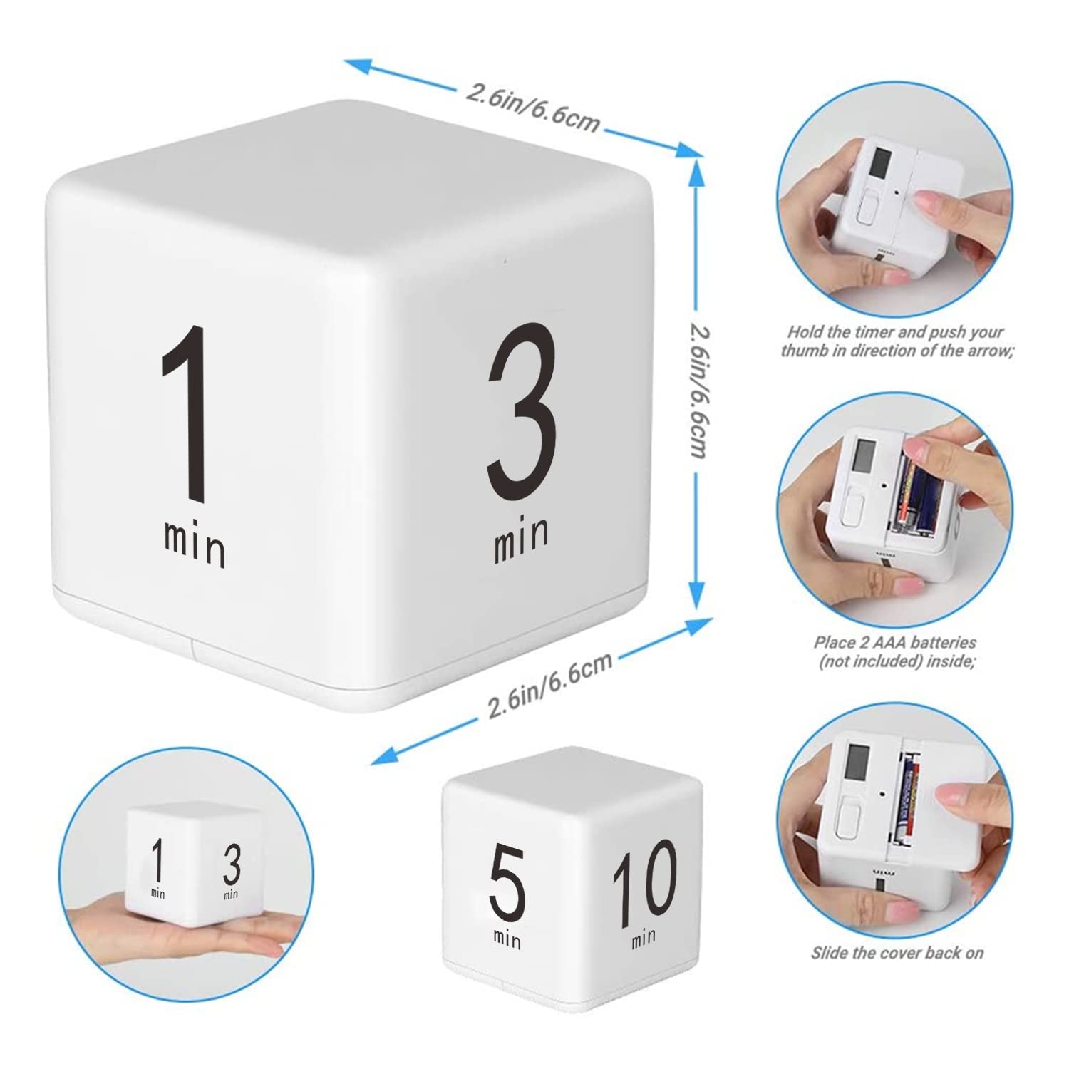 Productivity Visual Timer 1/3/5/10 Minutes Preset, Desk Portable Rotating Multi