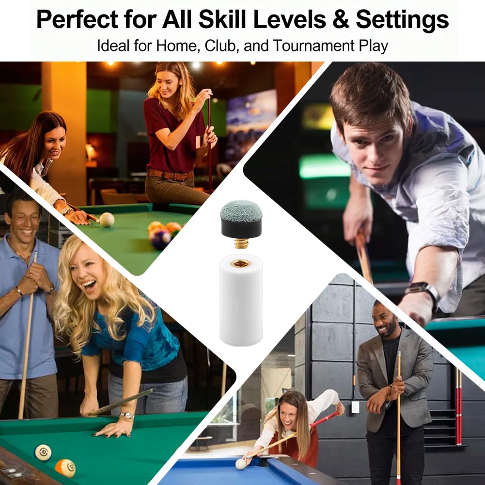 Cue Tips Replacement Kit, 12 Set Screw On Billiard Pool Cue Stick Tips, White an