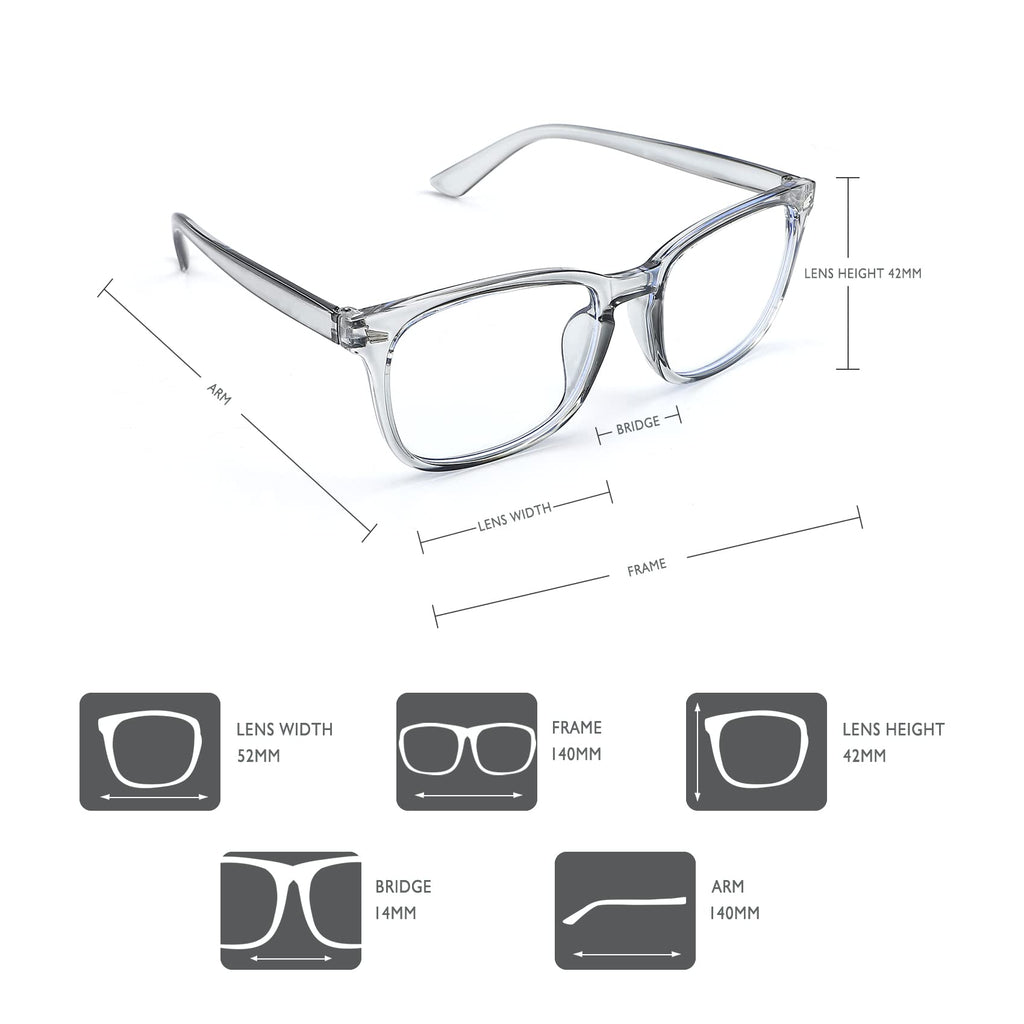Square Blue Light Blocking Glasses - Clear Computer & Gaming Glasses for