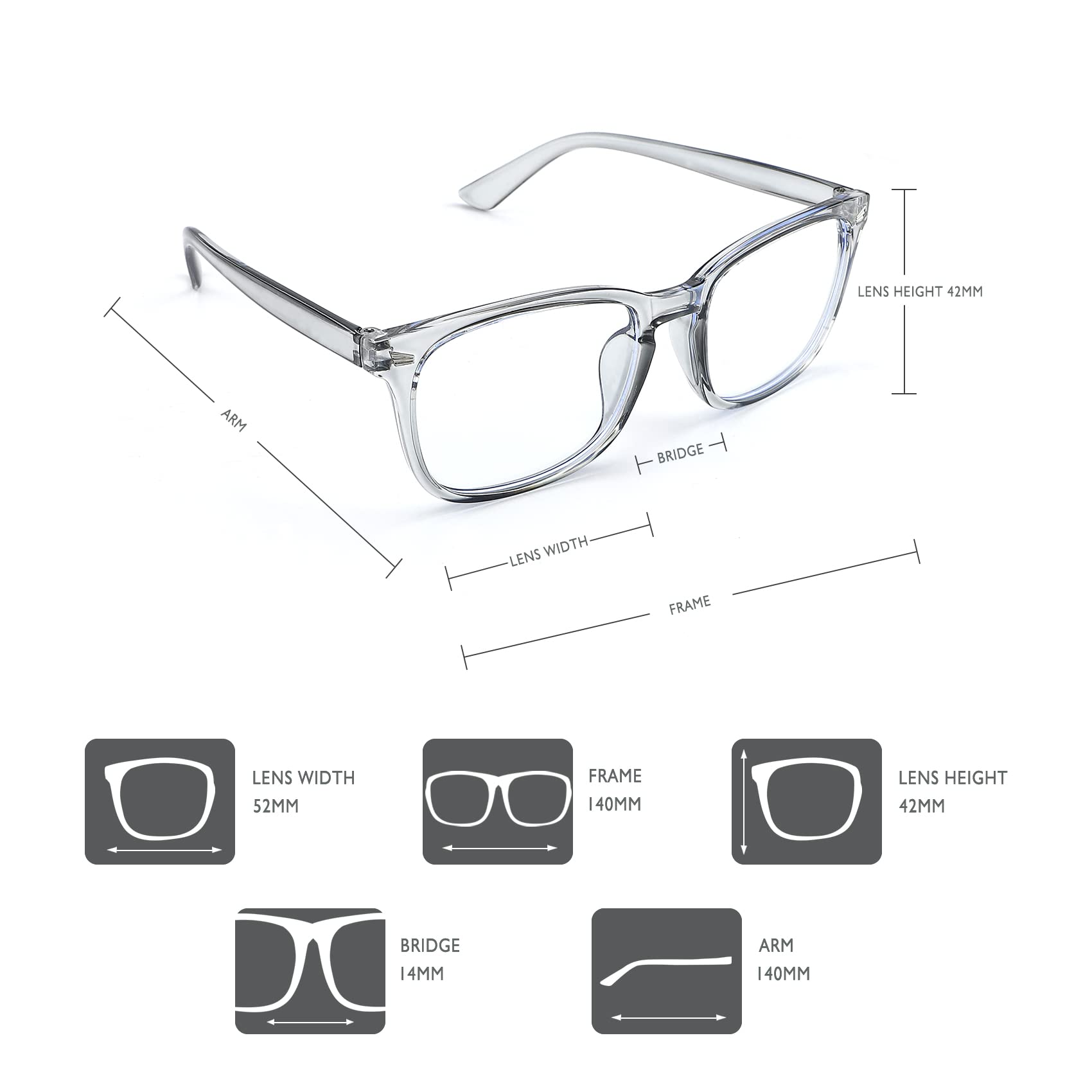Square Blue Light Blocking Glasses - Clear Computer & Gaming Glasses for