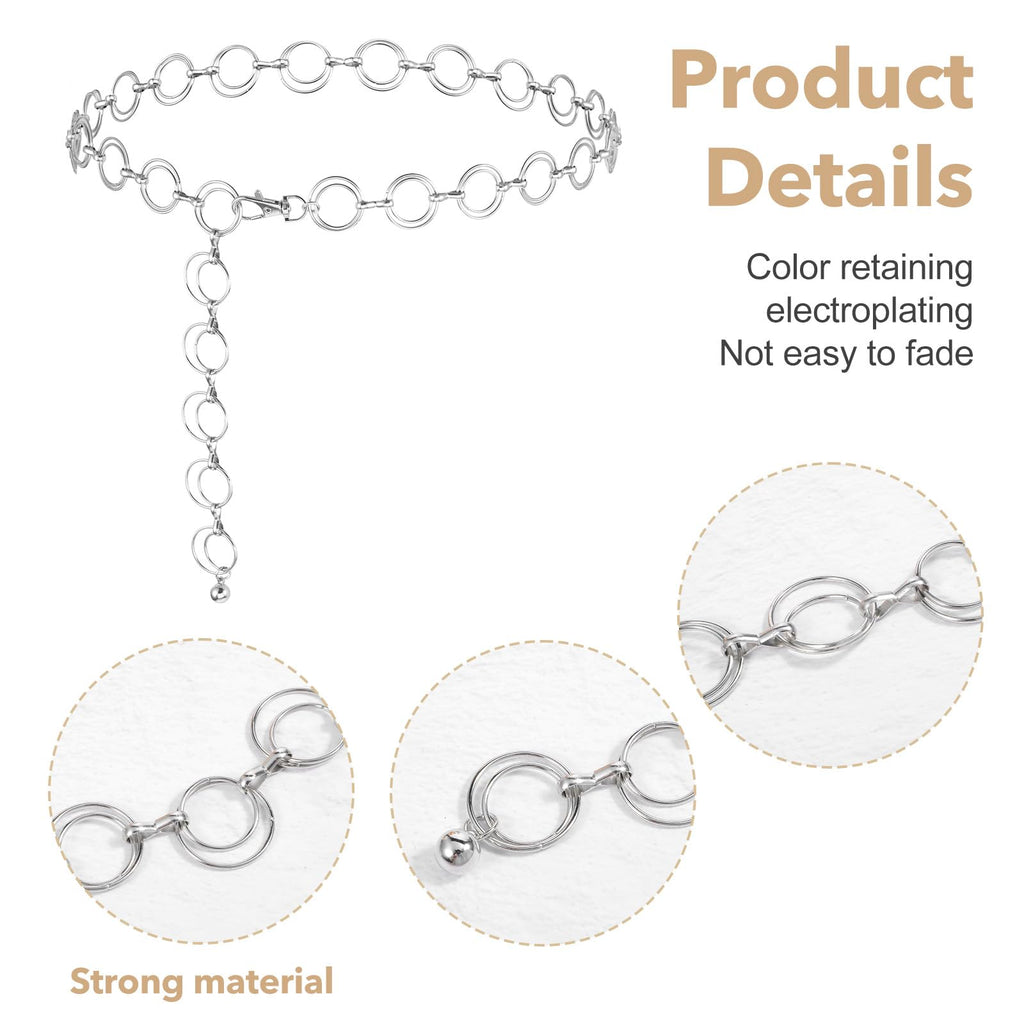 Link Silver Chain Belt for Women Silver Waist Chain Belly Link Belt Chunky