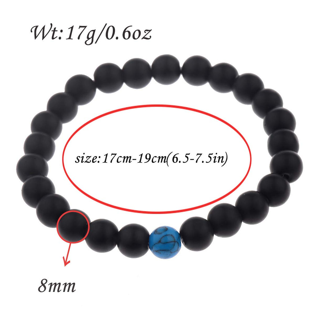 CNLQ Long Distance Bracelets For Lovers Couples Matching Gift Matte Agate 8mm Be