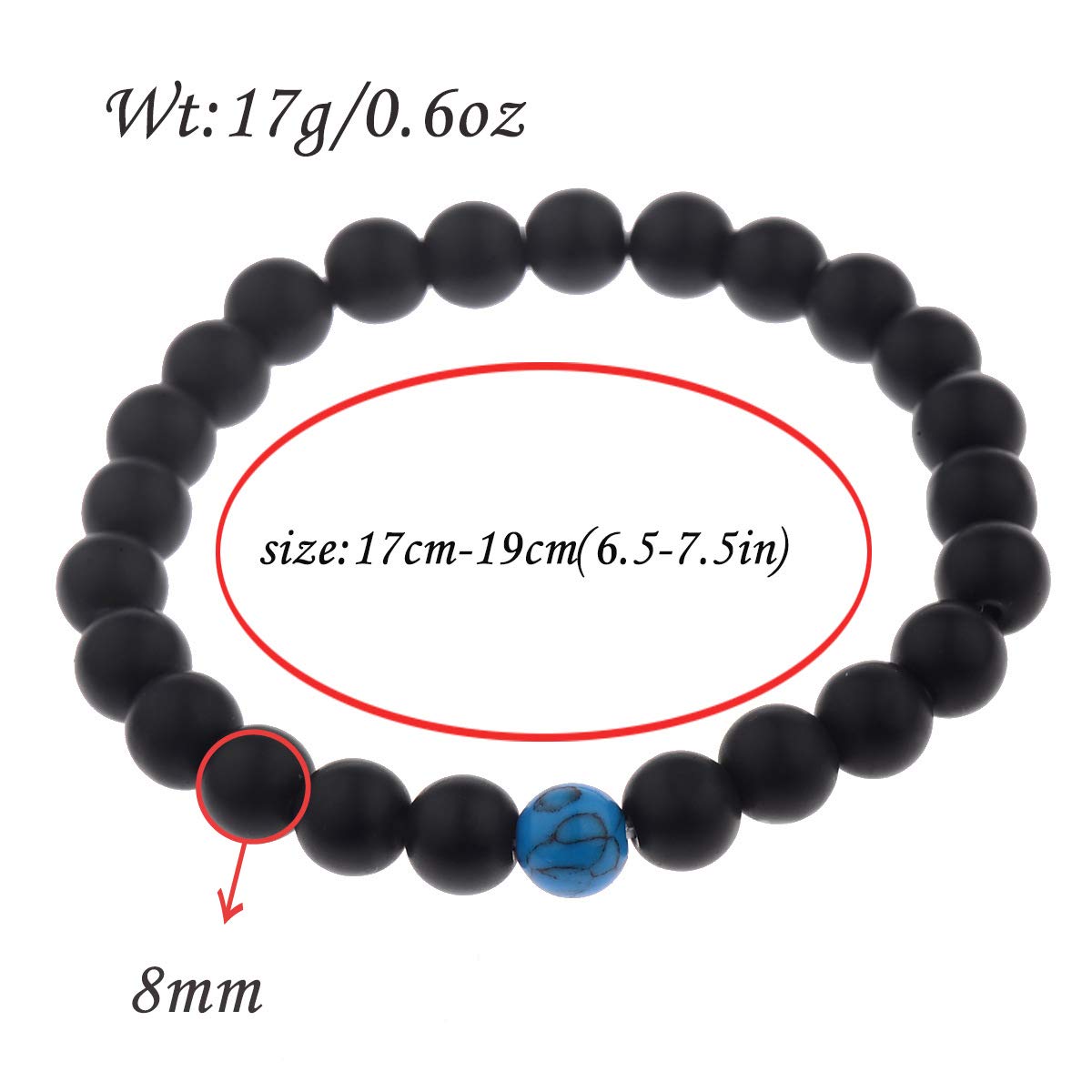 CNLQ Long Distance Bracelets For Lovers Couples Matching Gift Matte Agate 8mm Be