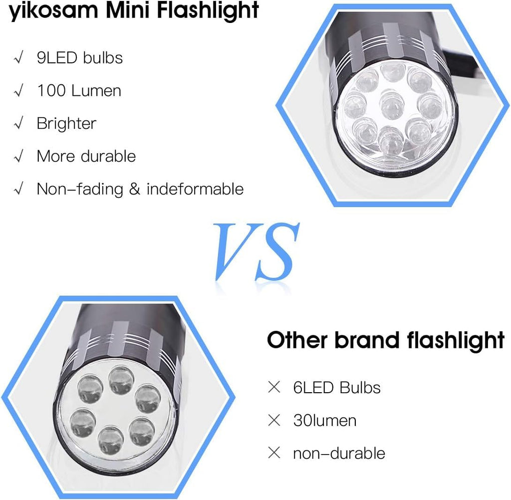 of Flashlights 9 LED Mini Aluminum Flashlight Bulk with Lanyard 15 AAA Ba