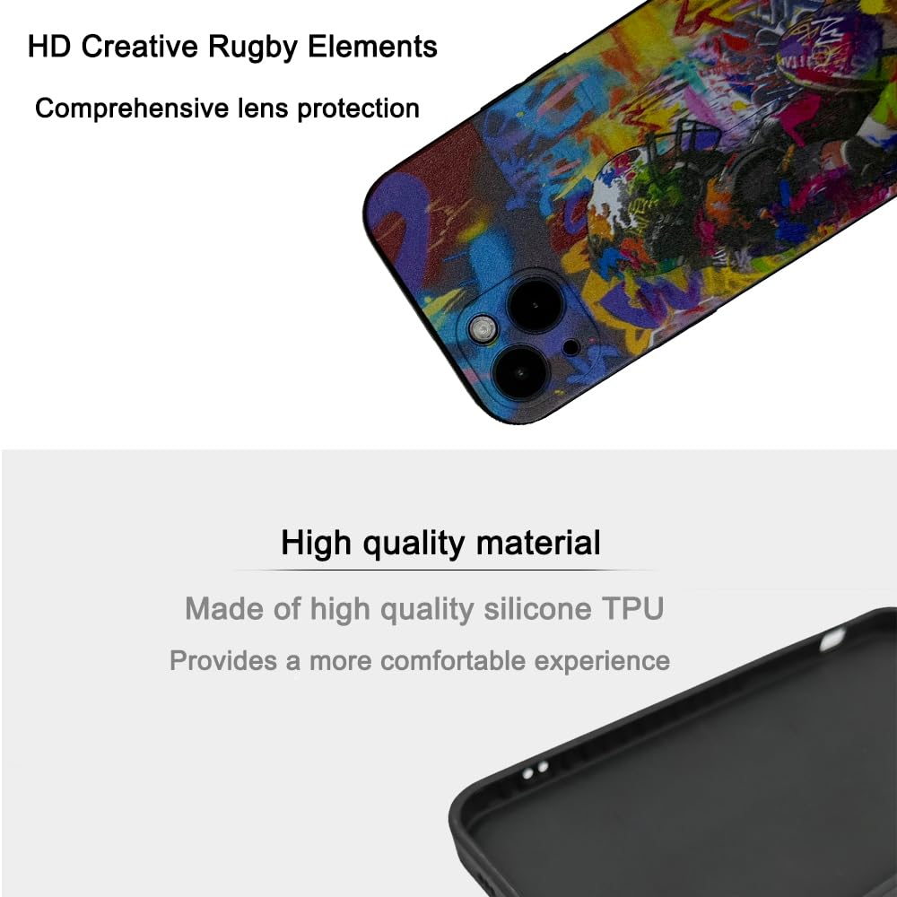 Compatible with iPhone 13 Case Sports Cool Funny Rugby Design Shockproof Soft Si