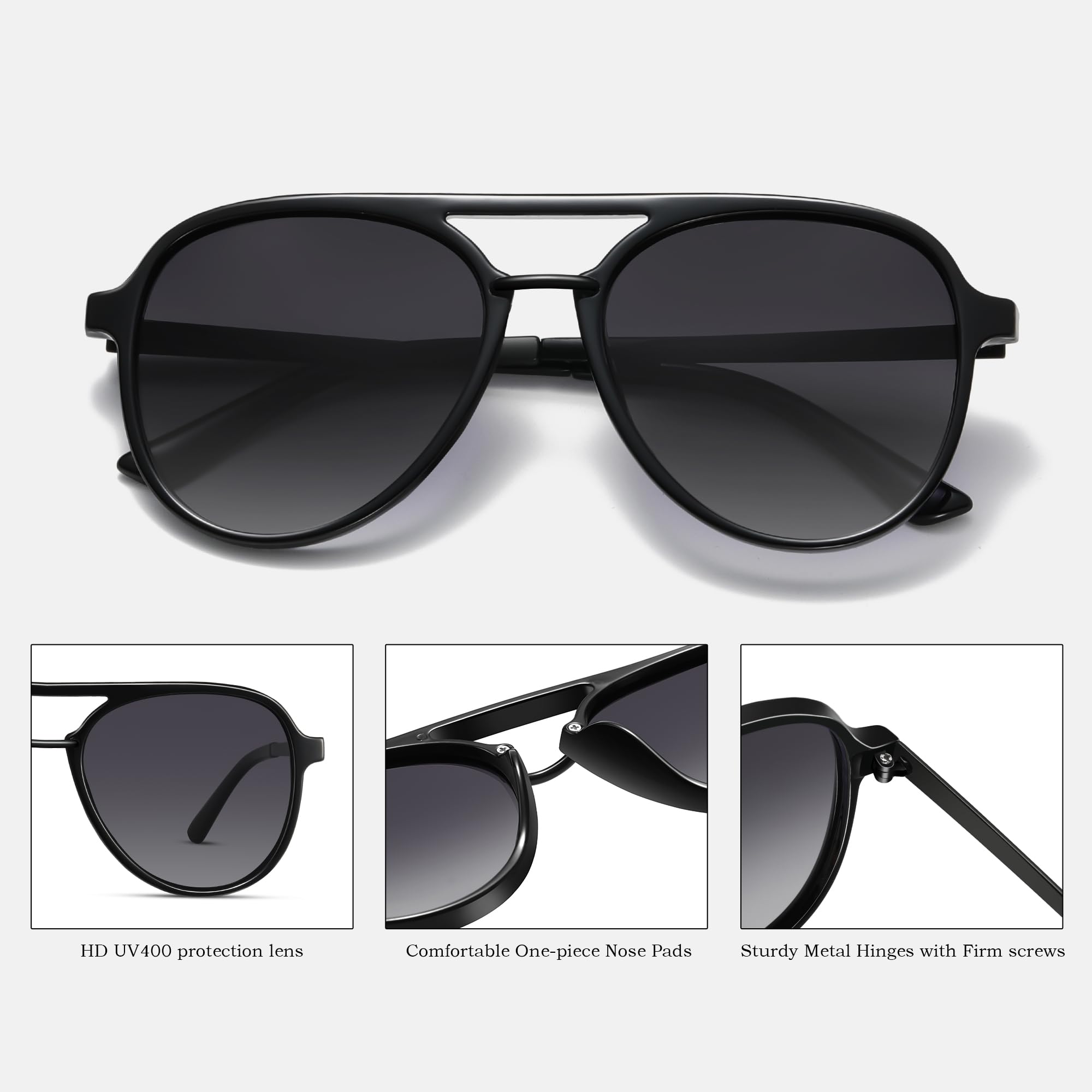 Aviator Sunglasses Womens Mens Big Frame Retro Trendy Vintage 70s Styl